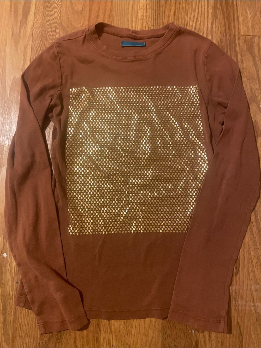 Jules Allen Gold Metallic Square Brown Longsleeve Tee